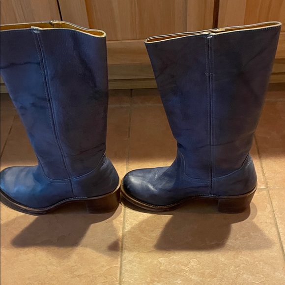 Frye Women's Dark Blue Leather Heeled Boots - Picture 4 of 9